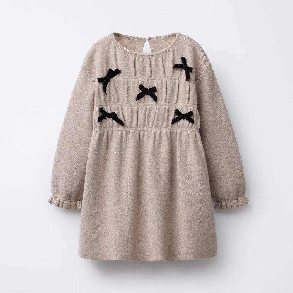 ZARA KNIT DRESS WITH BOWS